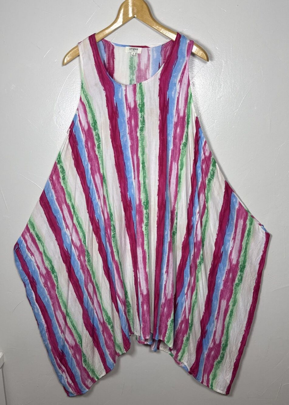 Umgee Striped Dress Sleeveless Bohemian Beachy Size Small Vacation Resort
